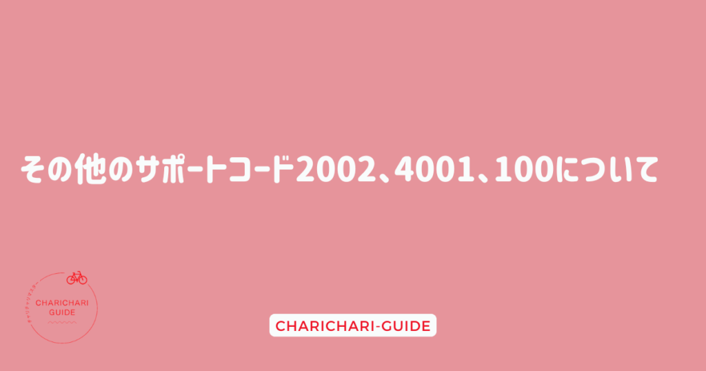 その他のサポートコード2002、4001、100について